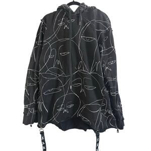 HACULLA All Over One Of A Kind Face Print Black Hoodie Zip-Details - Sz 2XL